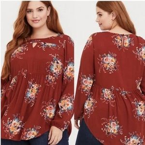 Torrid Floral Babydoll Tunic Top